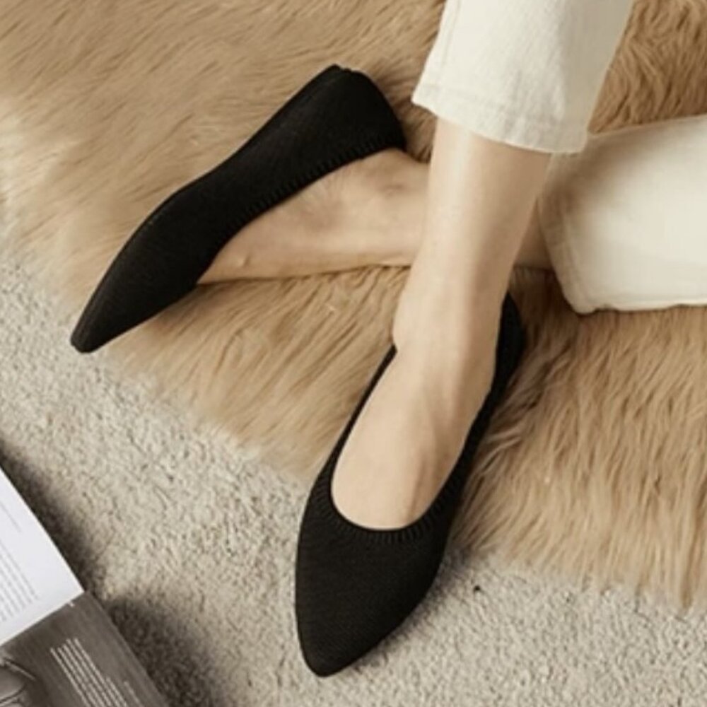 2/$40 💥 NEW (6.5) Arromic Women's Black Knit Ballet Flats Shoes (2680)